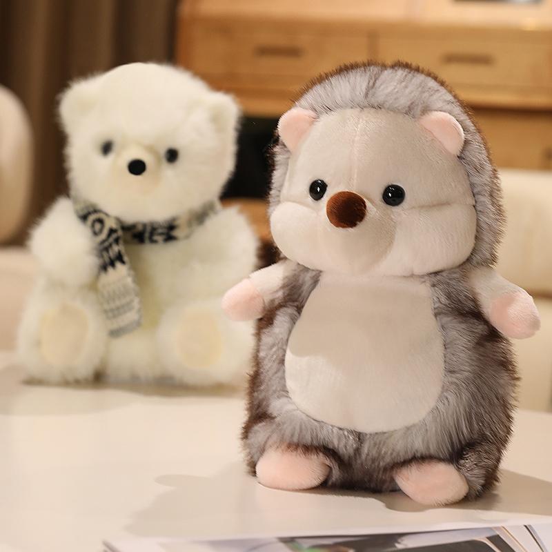 Soft Cute White Sheep Plush Toys Cartoon Animal Bear Hedgehog Doll Baby Stuffed Pillow Sleep Mate Kid Children Christmas Gift
