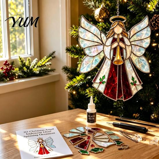 DIY Hanging Ornament Supplies Christian Suncatcher Kit, Stained Glass Style Religious Sun Catcher, Relaxing Handcraft Gifts Iridescent for Window