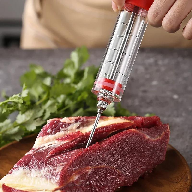 Flavor Needle BBQ Meat Injector Spice Syringe Marinade Injectors Stainless Steel Pork Steak Meat Sauces Syringes Kitchen Tools