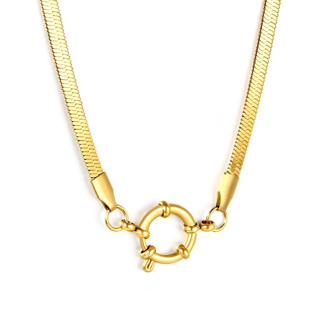 Fashion Metal Dragon Chain Round Clasp Collarbone Pendant Necklace Light Luxury Unique Design Jewelry