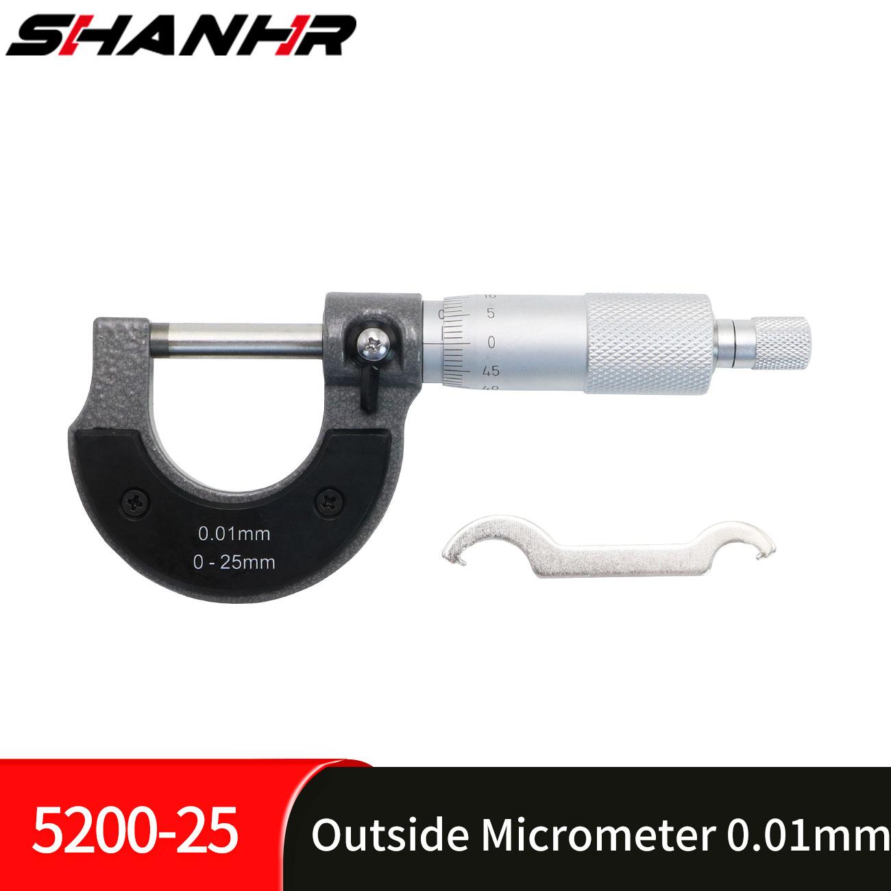 

SHANHR Наружный микрометр 0-1 0-25 мм Прецизионный измерительный инструмент Штангенциркуль Микрометр Инструмент для токаря 0-25mm