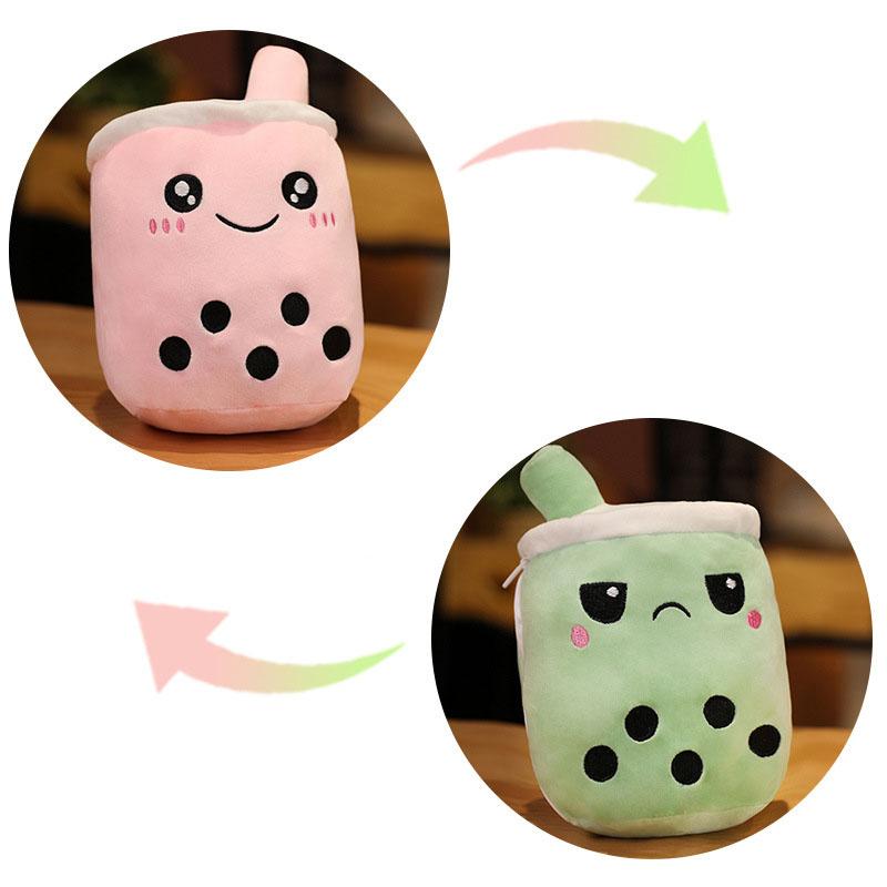 Reversible Secret Pouch Boba Plushie Bubble Tea Milk Plush Doll Soft Toy Stuffed