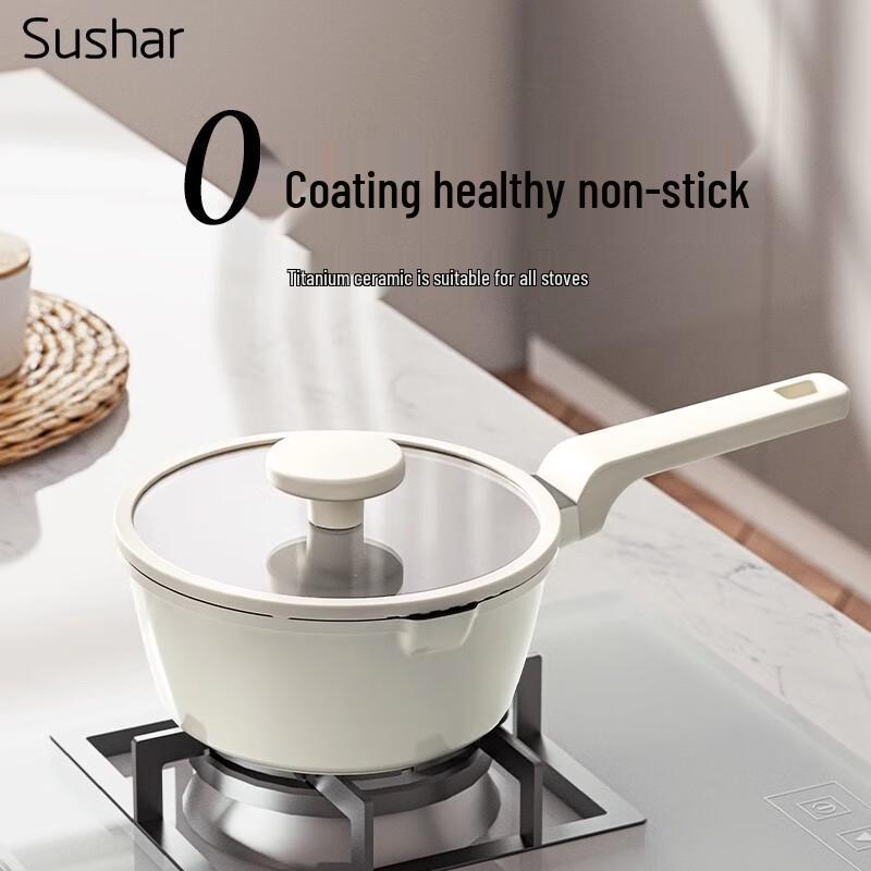 Xiaocaiya 20cm Titanium Ceramic Non-Stick Milk Pot with Steamer