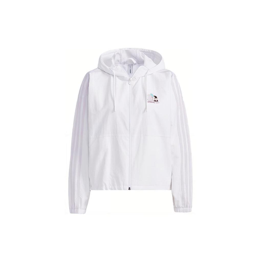 Adidas Neo Three-Stripe Color Block Long Sleeve Hooded Jacket Women Jacket White H45099