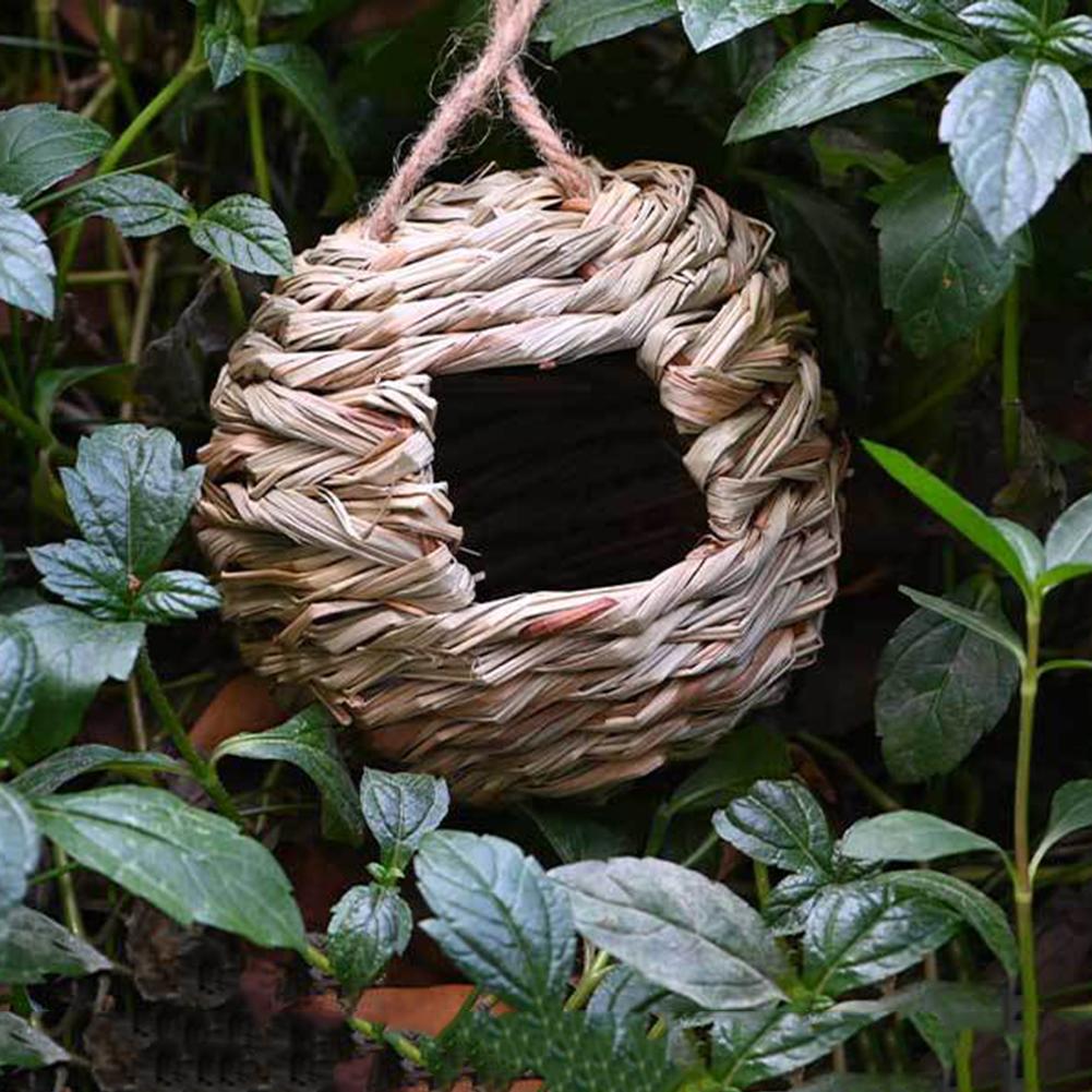 Rundes Naturstroh Gewebtes Vogelhaus Hängend Hof Handgewebtes Zuchtgras Rundes Vogelnest Gras Kolibrihaus