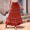 Holiday wind hollow lace splicing human cotton skirt exotic wind high waist thin swinging beach skirt