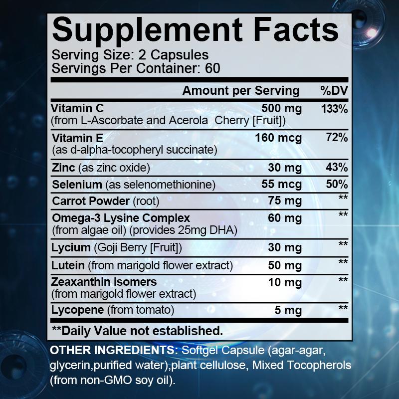 Vitamin C Vitamin E Zinc Selenium Carrot Powder Lutein Zeaxanthin 120 Capsules