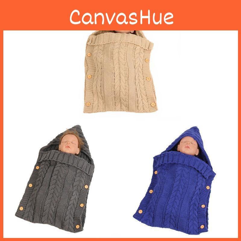 Sleeping Knitted Bag Newborn Baby Autumn Winter Button Stroller Bag Sleeping