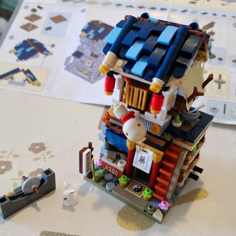 LOZ 1733 City Street Čínská čtvrť Lékárna Obchod Nemocnice Architektura Udělej si sám Mini bloky Cihly Stavebnice Hračka bez krabice