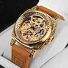 FORSINING Automatic Men Watch Skeleton Mechanical Vintage Engraved Cushion Case Luxury Dichroic Crystal Male Business Wristwatch