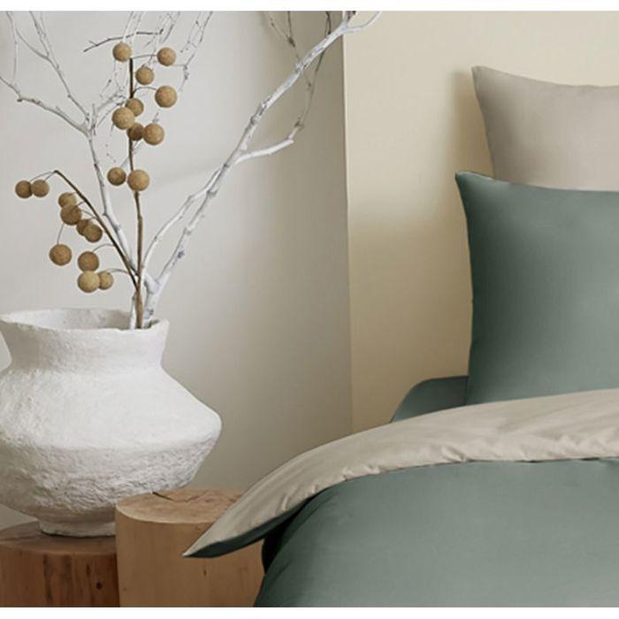 Pack complet 4 pièces Eucalyptus/Lin réversible housse de couette pour lit 90 x 190 cm