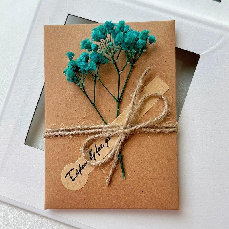 Vintage Handmade Kraft Paper Flower Greeting Card Birthday Card Thank You Card Greeting Card Envelope Student Stationery Supplies