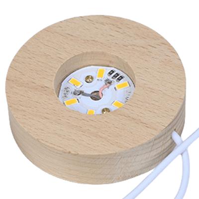 Wooden LED Light Display Base Round Resin Lamp Display Stand Wooden Lighted Display Base for Crystal Glass Resin Art