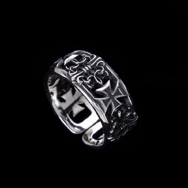 Men's Retro Crosses Rings Punk Hip Hop Jewelry Adjustable Gothic Accessory for Independent Fashion Styles