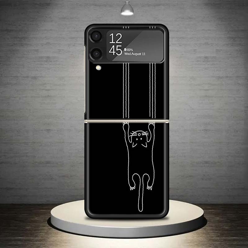 Cat Footprint Funny Paw Cute Phone Case For Samsung Galaxy Z Flip 7 6 5 4 3 5G Cover ZFlip7 ZFlip6 ZFlip4 ZFlip5 ZFlip3 Coque Fu
