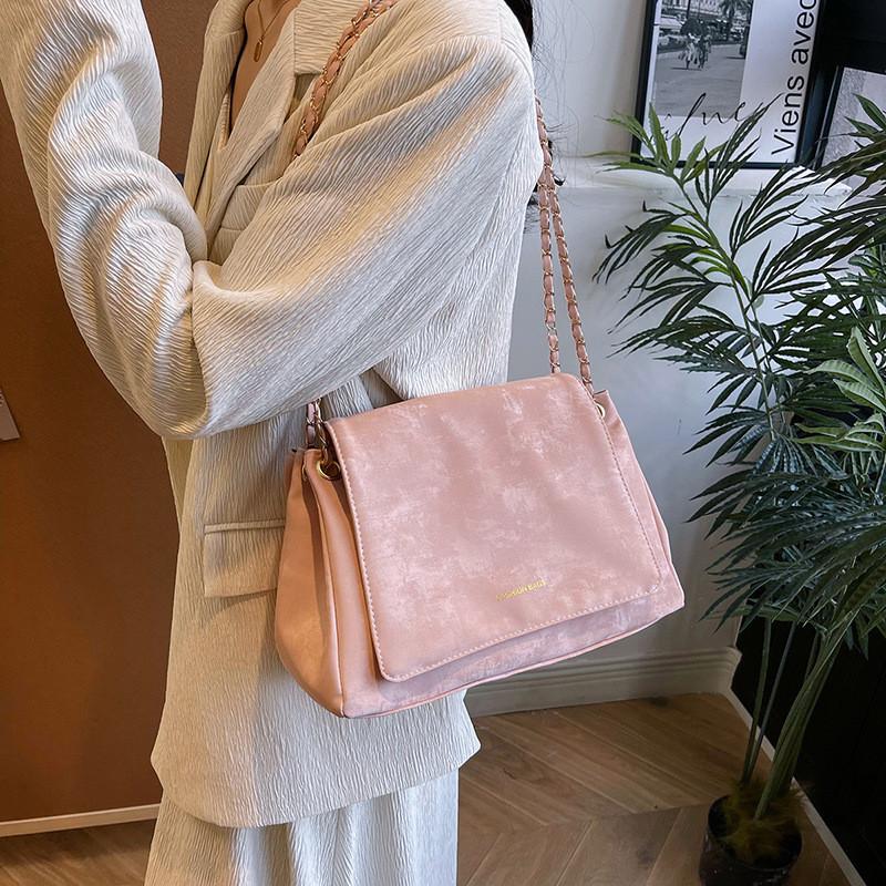 Stylish Spring New Fashionable Single Shoulder Chain Bag With Vintage Appeal And Large Capacity In Black White Pink Or Silver