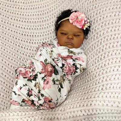 Brand 19 Inch Full Vinyl Body Reborn Babies Doll Peaches Hand Painted Dark Skin Emulation Doll Realistic Sleeping Girl Baby Doll Toy Gift for Children