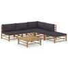 VidaXL Garden Lounge Set, 6 Pcs with Cushions, Dark Grey Bamboo