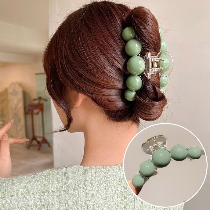 2023 Nové Vintage zelené perleťové drápky do vlasů Barrettes Korejská Velká spona do vlasů Vlásenka Kudrnaté vlasy Krabi Ženy Vlasové doplňky Pokrývky hlavy