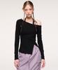 ETMON String One Off Shoulder T-Shirt, Black