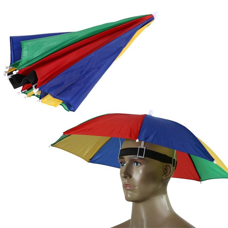 Chapéu Guarda-chuva Arco-íris de Montar na Cabeça, Guarda-chuva Leve de Rua para Colheita de Chá, Chapéu Guarda-chuva de Uso Duplo para Chuva e Chuva