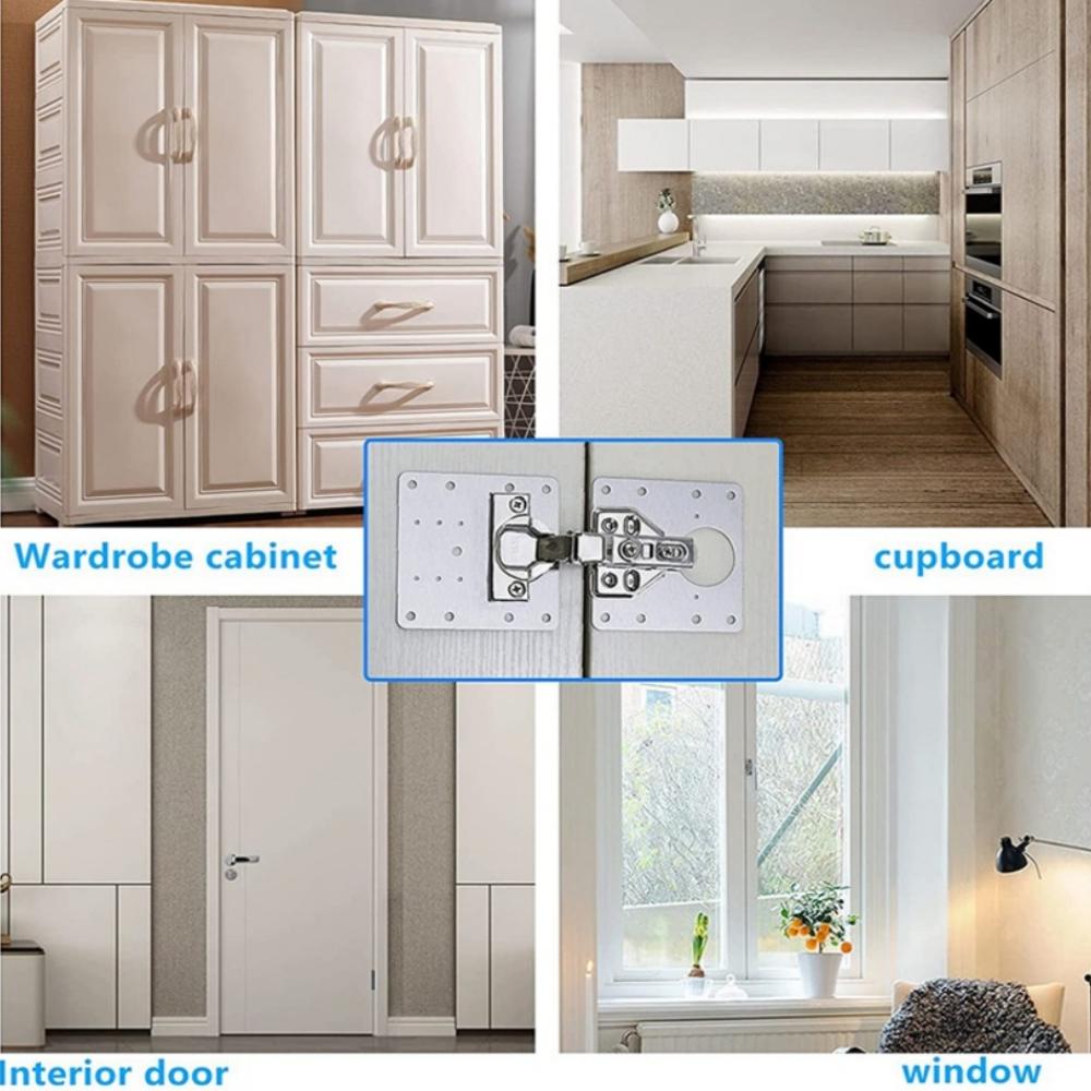1Pcs Stainles Steel Cupboard Door Hinge Repair Plate Doors Window Installation Hinge Fixing Plate Household Hardware Accessories