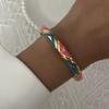 Retro New Trend Enamel Dropped Glaze Flower Texture Bracelet for Women Unique Design Evil Eye Floral Zircon Bangle Party Jewelry