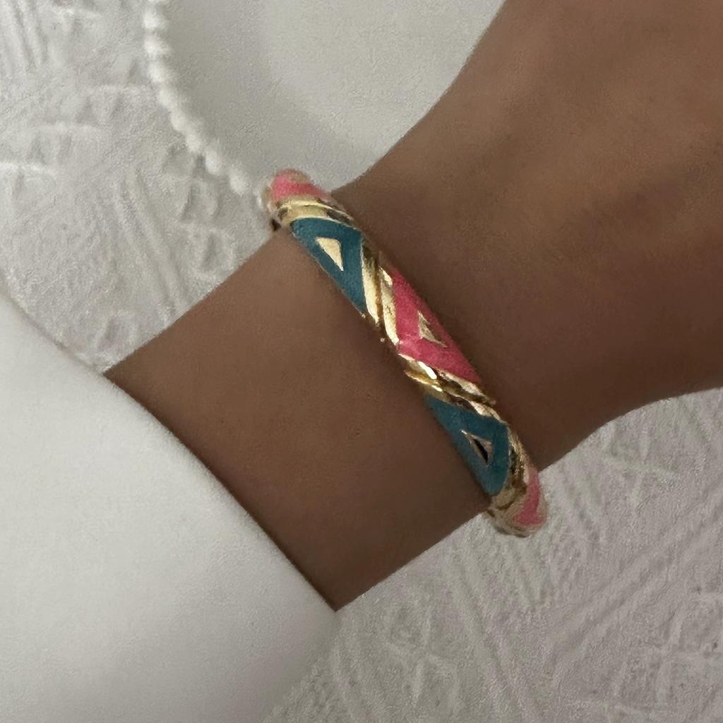 Retro New Trend Enamel Dropped Glaze Flower Texture Bracelet for Women Unique Design Evil Eye Floral Zircon Bangle Party Jewelry