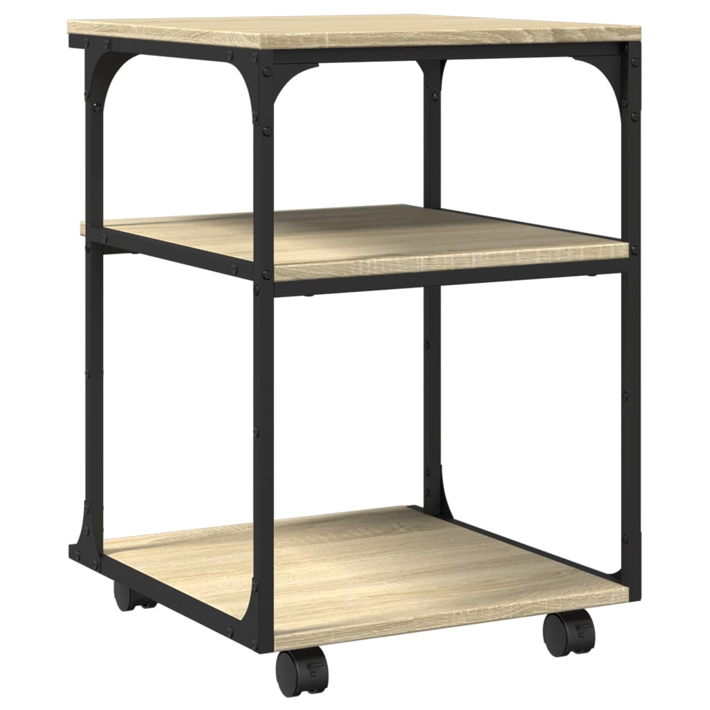 Printer Stand with 3 Shelves Sonoma Oak Finish 43 x 48 x 64 cm Particleboard