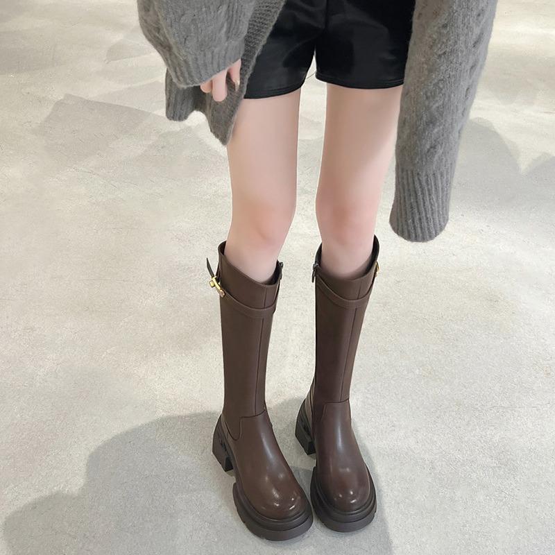 Skinny thick-soled brown boots Women's autumn and winter 2025 Small knight boots Advanced long boots Tall foreign style