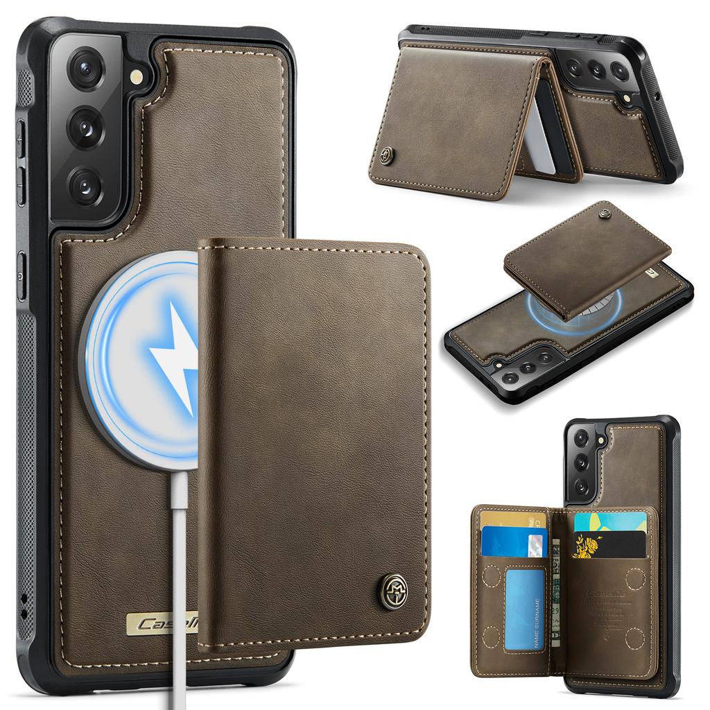 For Samsung Galaxy S21 FE 5G Magnetic Case CASEME ME80 Series Leather PC TPU Phone Cover with Detachable Wallet