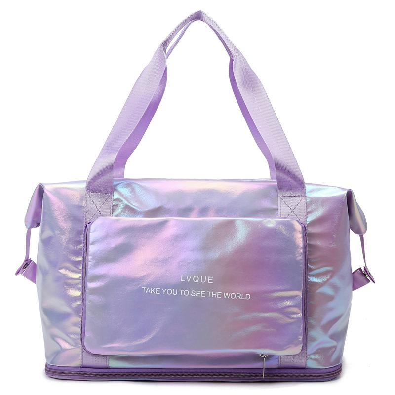 Yoga Fitness Bag Glossy Short-Distance Travel Bag Large Capacity Gradual Change Folding Storage Bag Portable Student Travel Bag