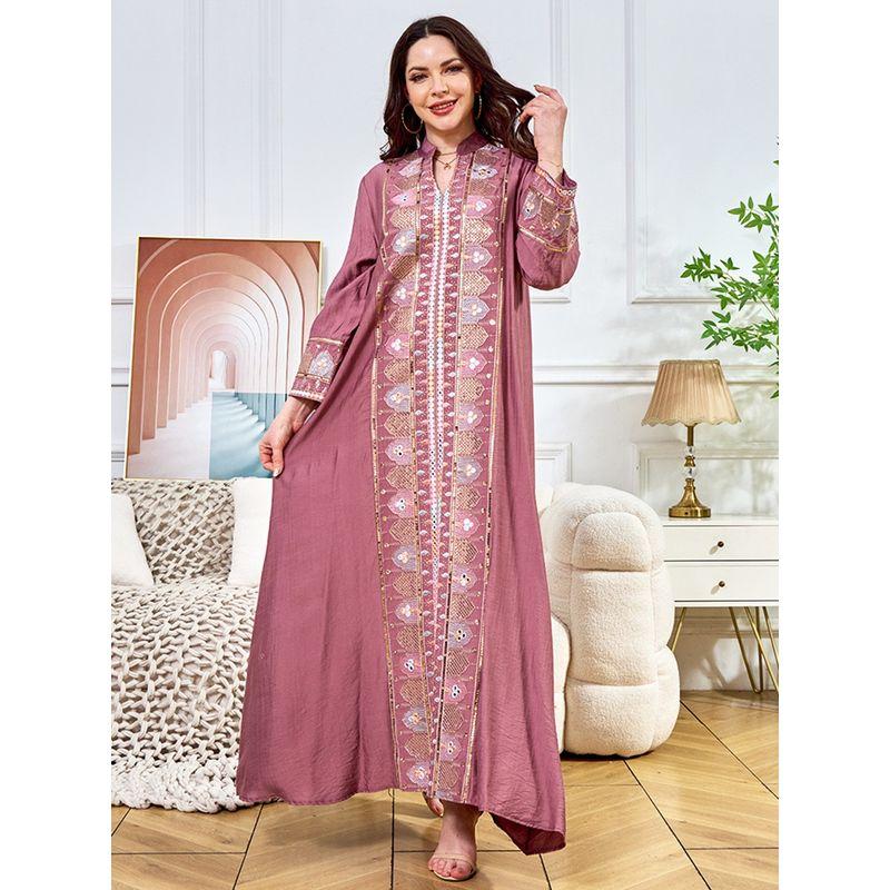 

Magic Queen Dubai Indonesia Women clothes New Fashion Sequin Embroidered Luxury Evening dress Dress Dresses Purple M