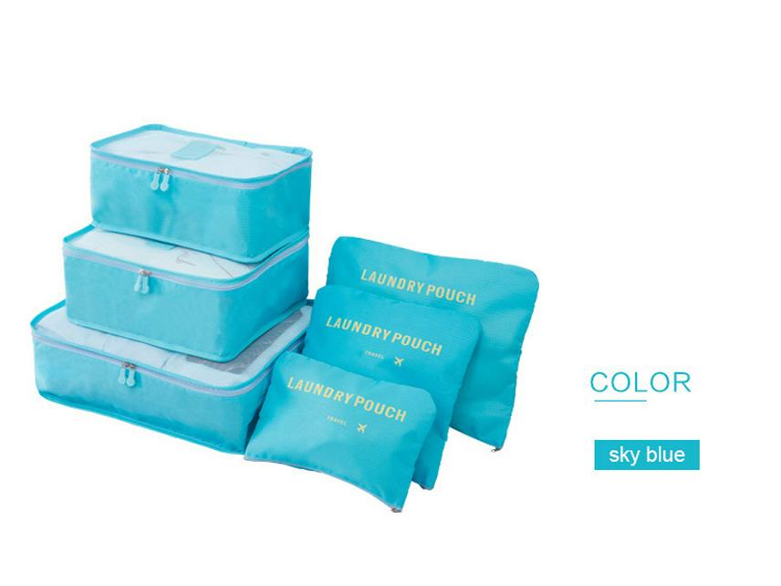 6-Piece Travel Toiletry & Clothing Storage Set with Document Bag