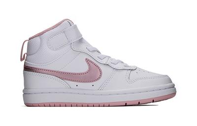 Court Borough 2 Mid Casual Antideslizantes Resistentes a la Abrasión de Caña Media Zapatillas de Skateboarding para Niños Blanco Rosa Niños' CD7783-105