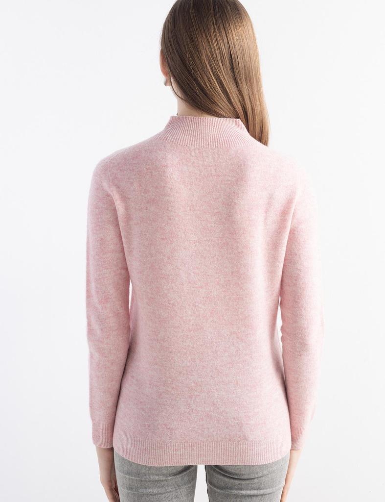 Women's Slimming Wool Long-Sleeve Half-High Neck Top - Solid Color, Versatile Basic
