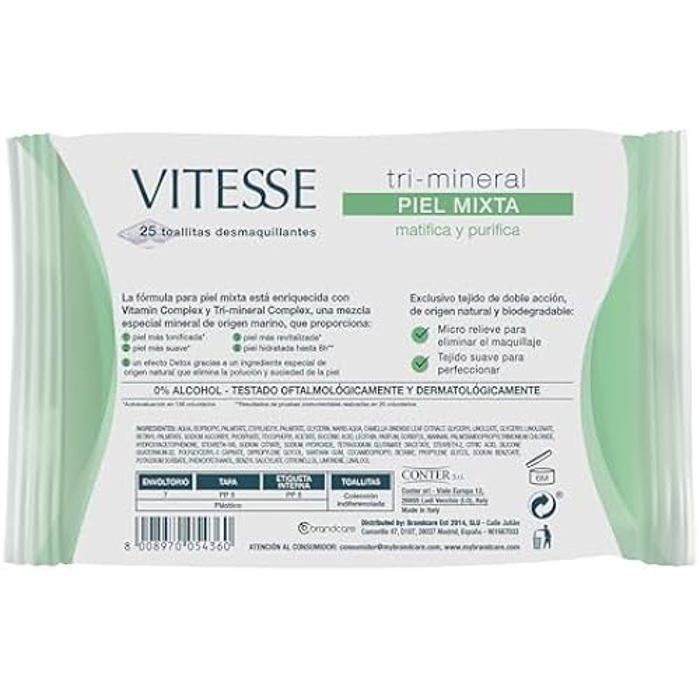 Lingettes démaquillantes - VITESSE - Peau Mixte - Triple action - Formule enrichie