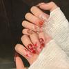 Demon Flower 3D Carving Nail Art Almond Press On Nails Wearable Fake Nails For Party Wedding