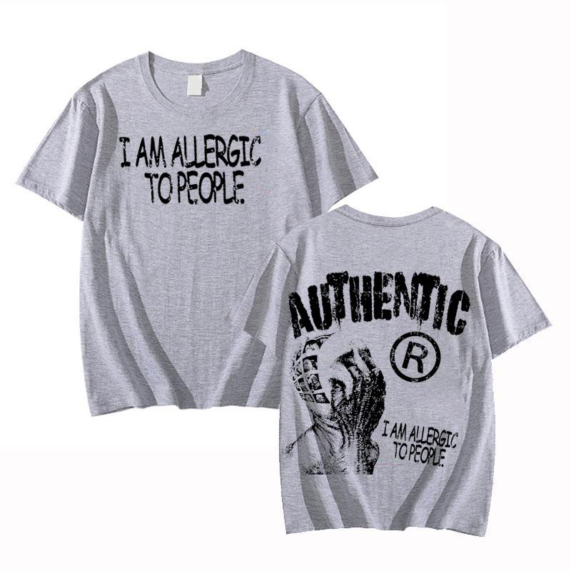

Vintage I m Allergic To People Graphic Printed Men Woman T-shirts Y2K Summer Short Sleeves Oversized Streetwear Couple Tee Tops S