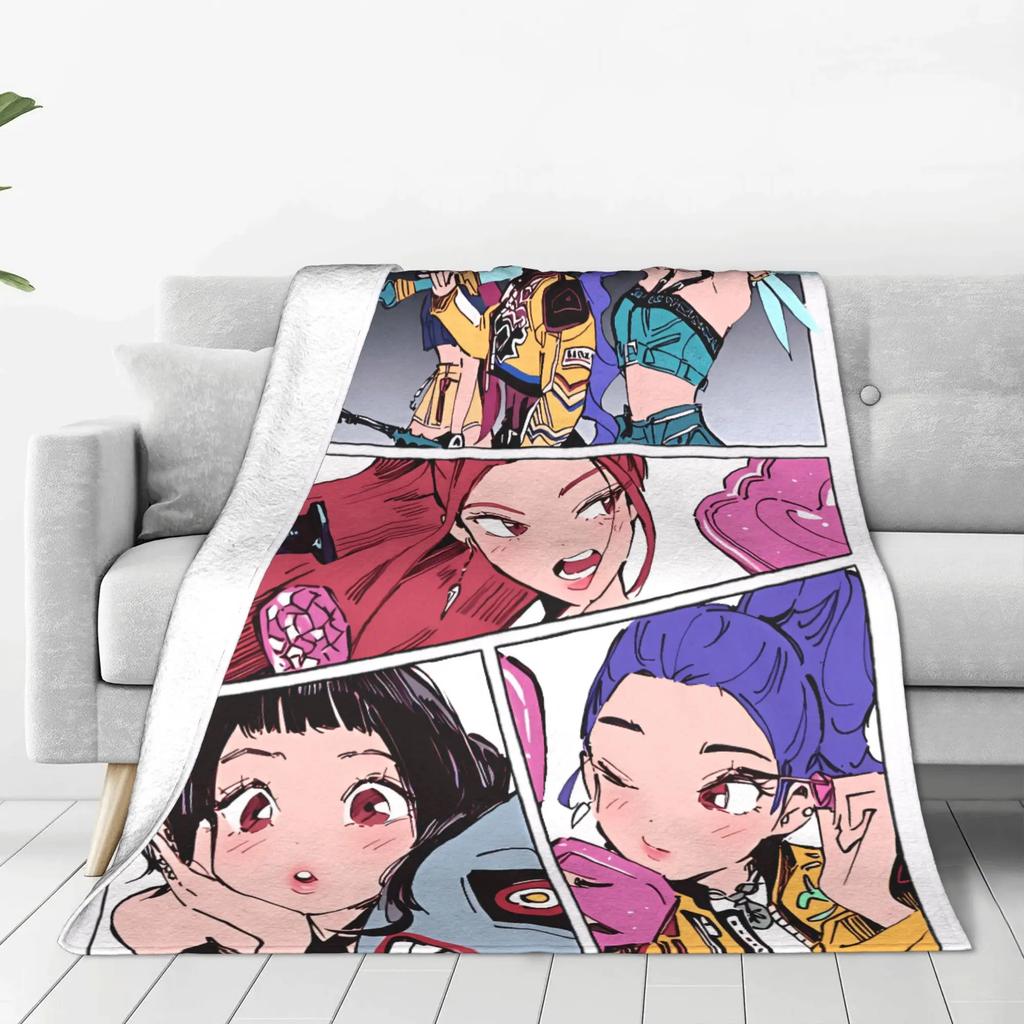 Soft Warm Throw Blanket for Sofa Bed Flannel Camping Kpop Demon Hunters Blanket Fashionable Chair Bedspread