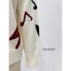 Women Loose Knit Long Sleeve Heart Jacquard Crew Neck Sweater