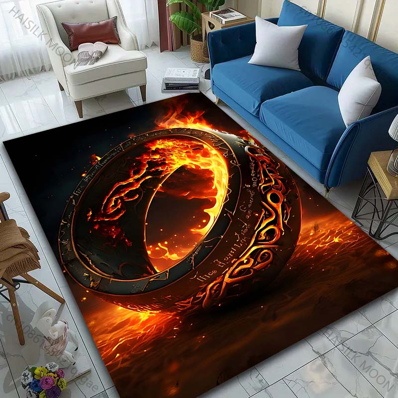 Magic Ring Burning with Flames Pattern Rug Carpets for Bedroom Living Room Sofa Mat Creative Door Mat Cloakroom Home Decor