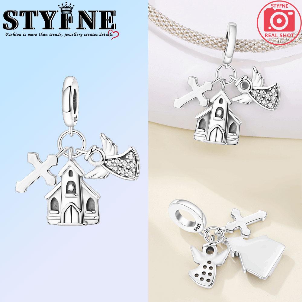 Copper Religious Series Jesus Church Angel Cross Demon Eye Charms Beads For Original Bracelet Woman Girl Jewelry