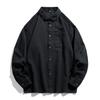 Men S Long Sleeve Cotton Shirt Casual Japanese Style Solid Color Workwear