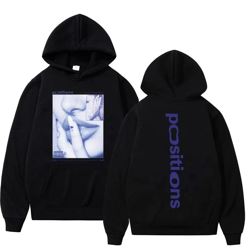 Ariana Grande Wzór Albumu Ciepła Bluza z Kapturem Męska i Damska Modna Bluza z Długim Rękawem Oversize Casualowa Bluza z Długim Rękawem