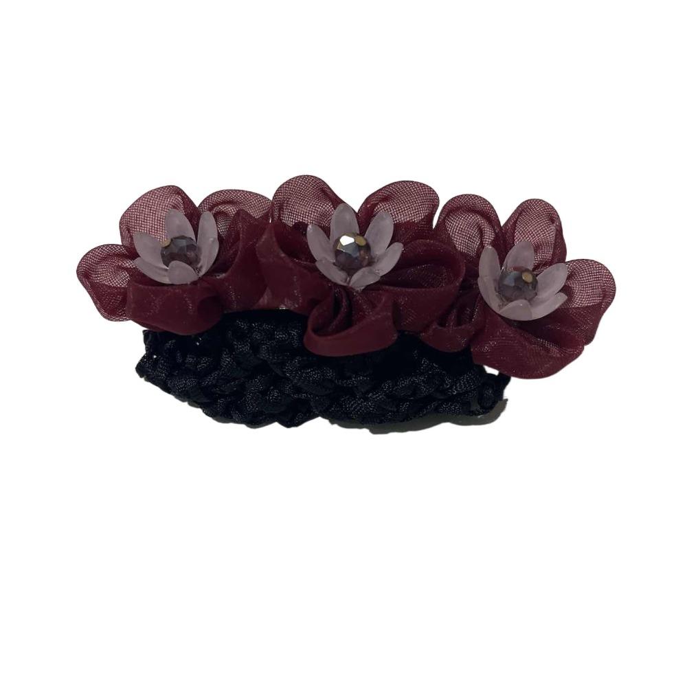 Korean Style Bun Snood Bead Hair Net Cover Vintage Flower Spring Clip  Ladies