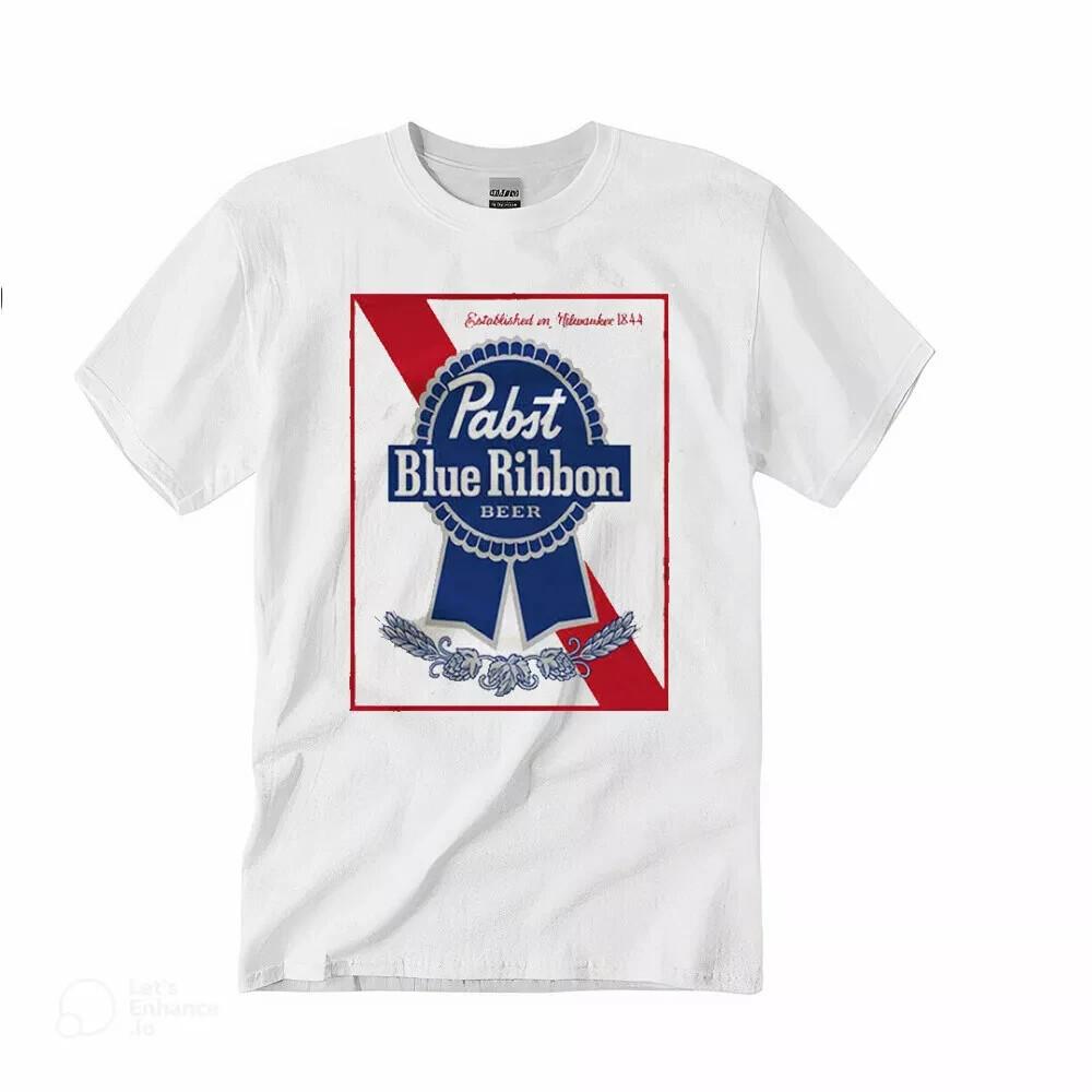 Pabst Blue Ribbon T Shirt. Short Sleeve Tee, Men Woman White Tee, US Size Unisex T-Shirt S