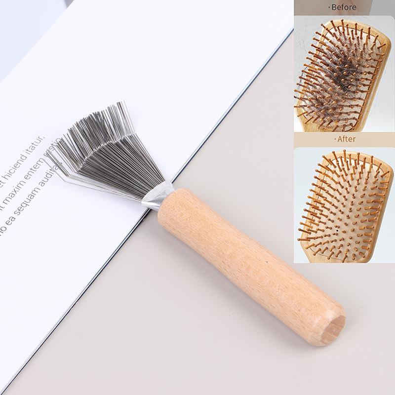 1 Stück Holz Kamm Reiniger Empfindliche Reinigung Abnehmbares Kamm Reiniger Werkzeug Haarbürste Griff Eingebettete Werkzeuge
