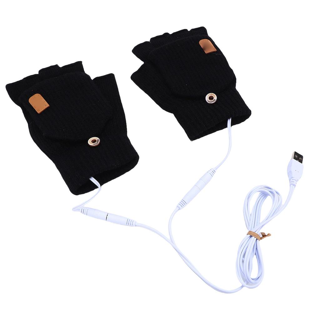 USB Heated Gloves Fingerless for Men Women Acrylic   Electric Hand Warming Gloves for Winter Skiing Gaming