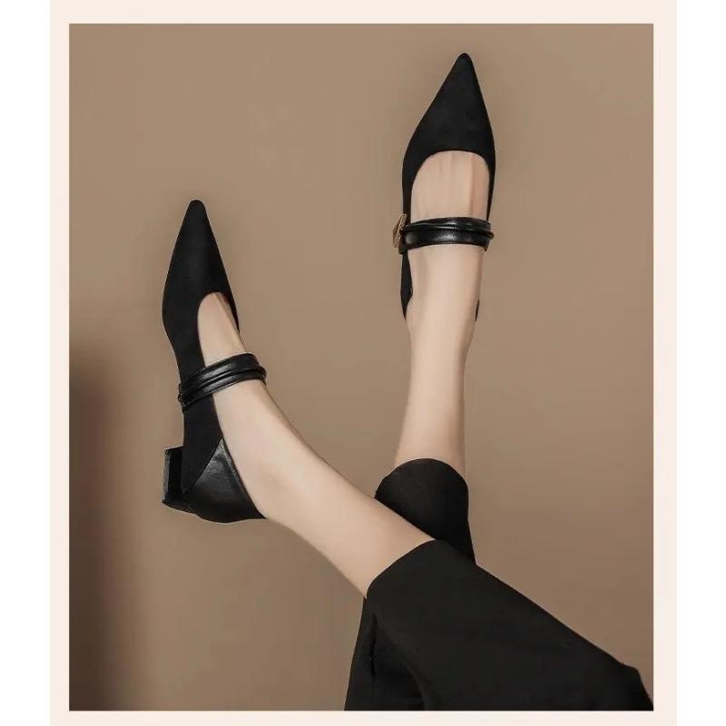Suede Women Pointed Toe Heels Shoes Sexy Elegant Dress Sandals Women Designer New Pumps Woman Loafers Chunky Mujer